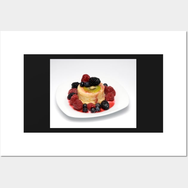 Orange Pudding cake w/ Seasonal Berries Wall Art by wolftinz